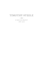 Timothy Steele: A Bibliography 1957-2018